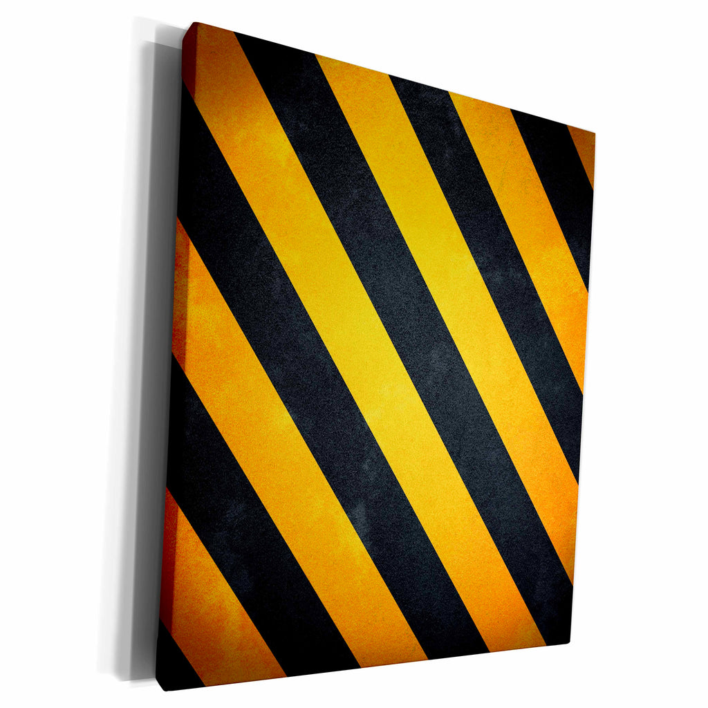 3dRose Yellow and Black Diagonal Caution Stripes - Museum Grade Canvas Wrap (cw_213788)