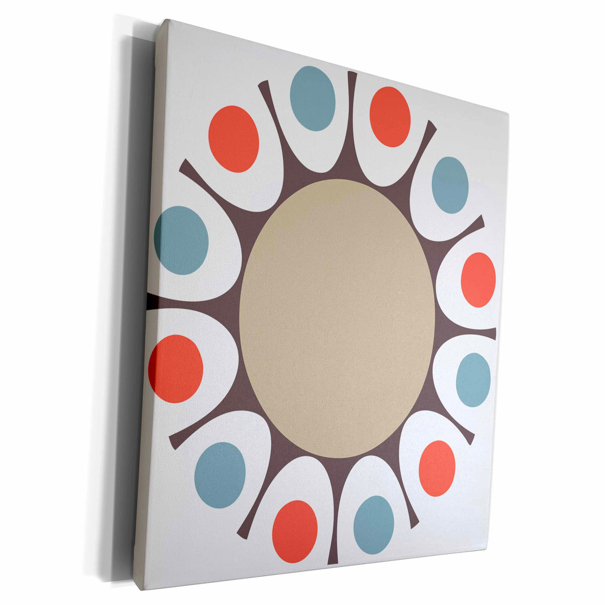 3dRose Gray, Red, and Blue Round Retro Design - Museum Grade Canvas Wrap (cw_213847)
