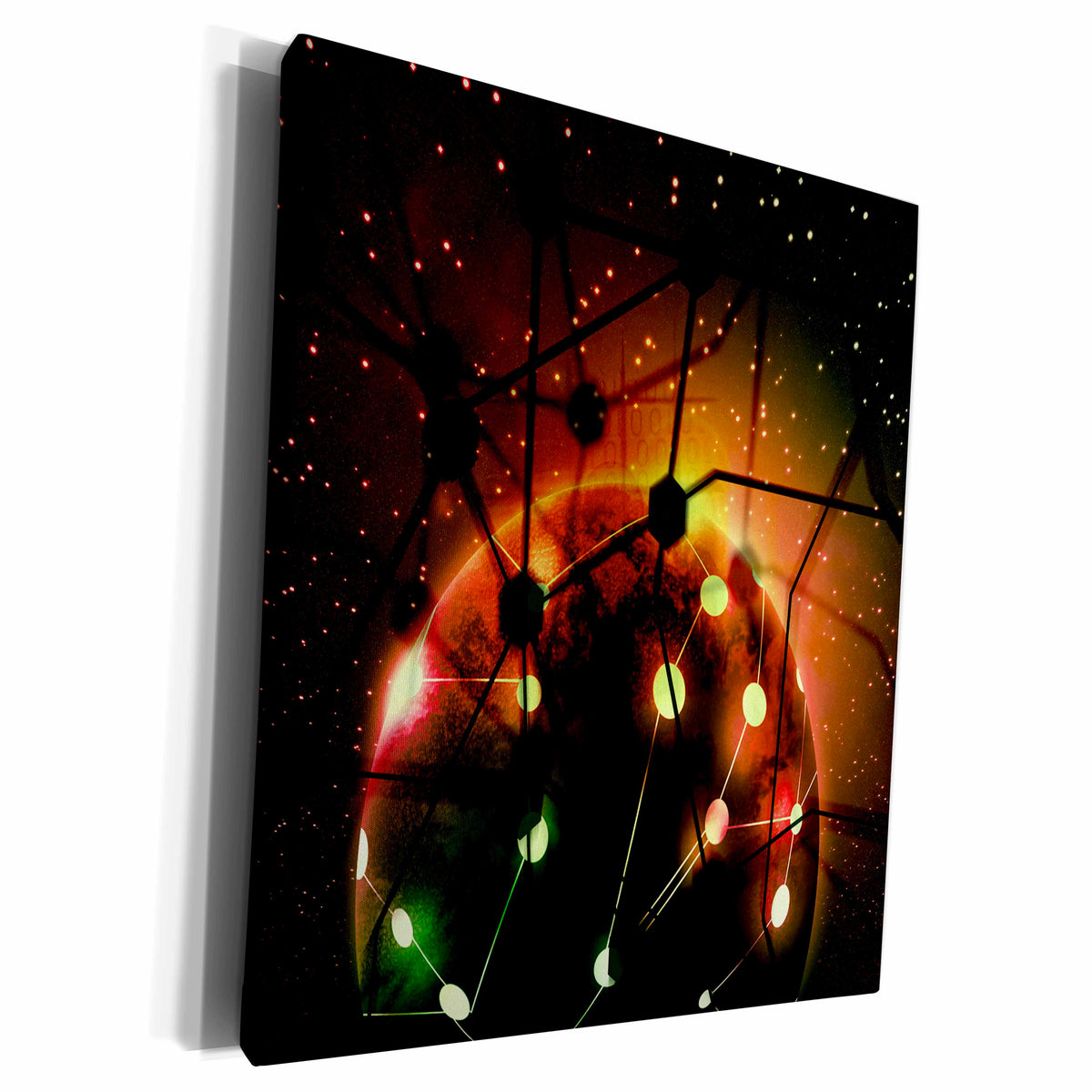 3dRose Brown Planet With Stars and Dots Graph - Museum Grade Canvas Wrap (cw_213870)