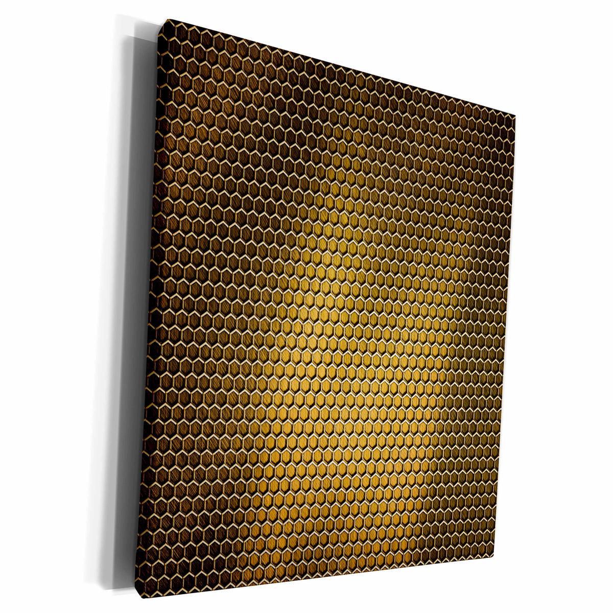 3dRose Small Gold Metal Effect Honeycomb Pattern - Museum Grade Canvas Wrap (cw_213874)