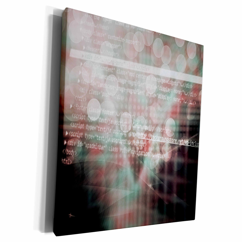 3dRose Purple and Aqua Bokeh Sparkle With Internet Coding... - Museum Grade Canvas Wrap (cw_213888)