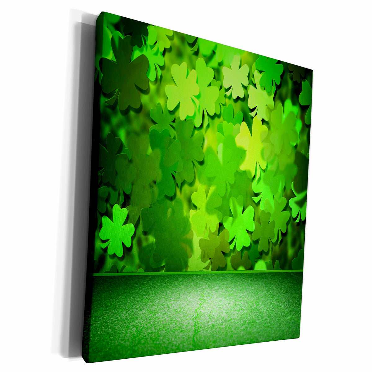 3dRose Green Floor With Four Leaf Clover Wall Room Effect - Museum Grade Canvas Wrap (cw_213890)