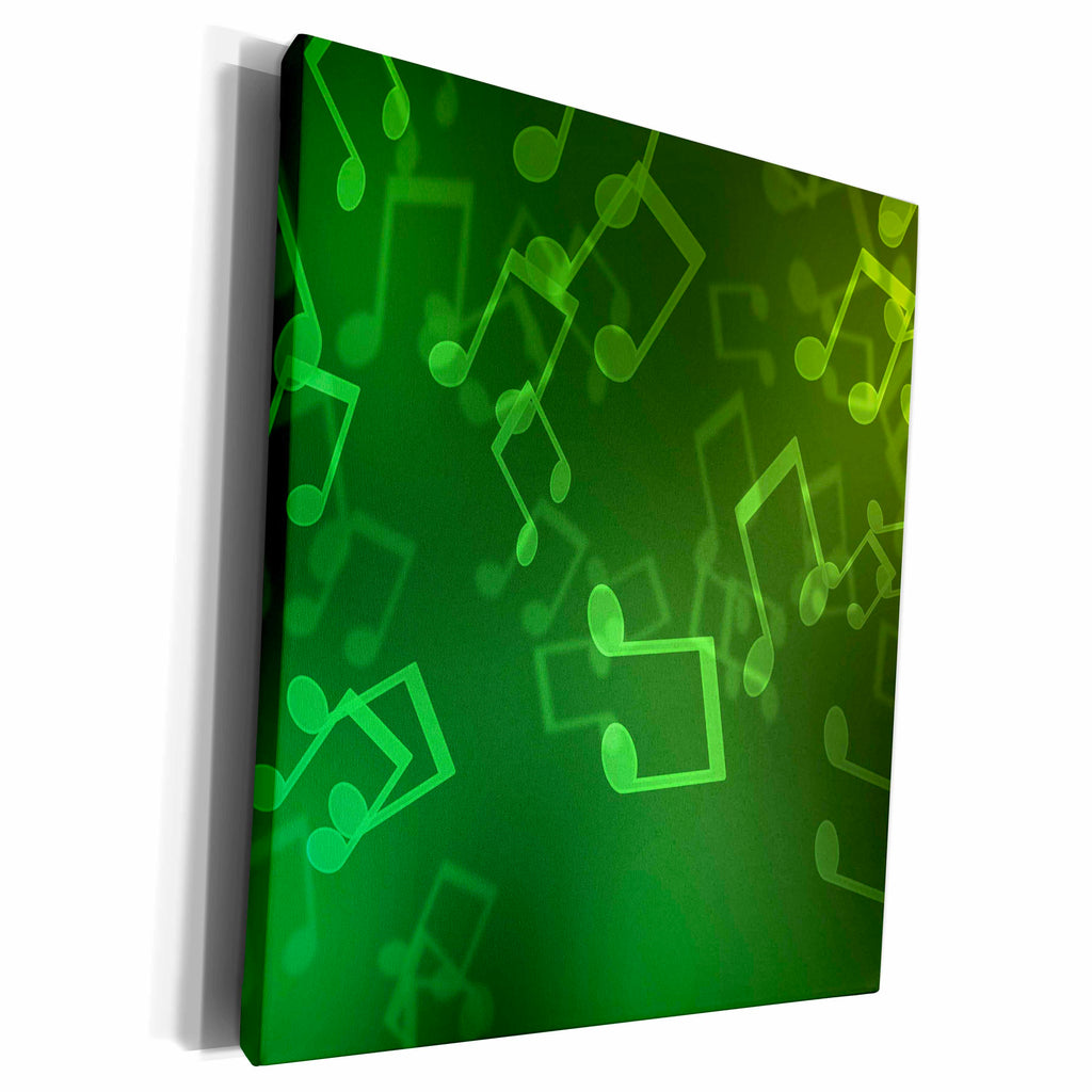 3dRose Green Bokeh Musical Notes Sparkle - Museum Grade Canvas Wrap (cw_213905)