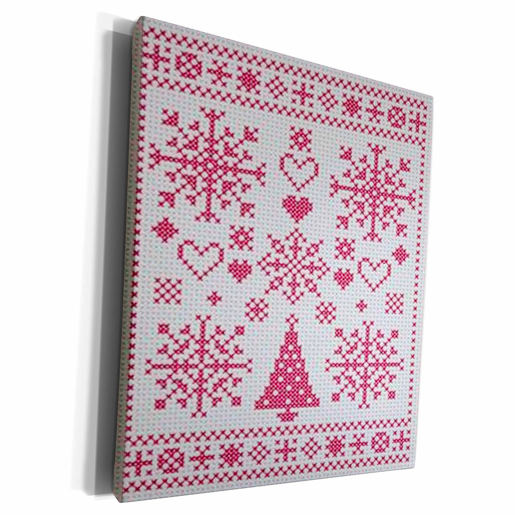3dRose Christmas Cross Stitch Sampler - Museum Grade Canvas Wrap (cw_214075)