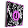 3dRose Monogram with O initial Zebra print Hot Pink - Museum Grade Canvas Wrap (cw_214142)