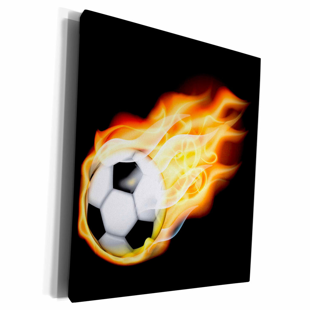 3dRose Soccer Ball with Flame Background - Museum Grade Canvas Wrap (cw_214306)