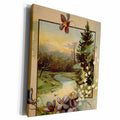 3dRose Vintage Winter Scene With Small Purple Flowers - Museum Grade Canvas Wrap (cw_214535)