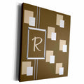3dRose Elegant Geometric Earth Tone Squares Pattern Monogram... - Museum Grade Canvas Wrap (cw_215313)