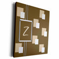 3dRose Elegant Geometric Earth Tone Squares Pattern Monogram... - Museum Grade Canvas Wrap (cw_215321)