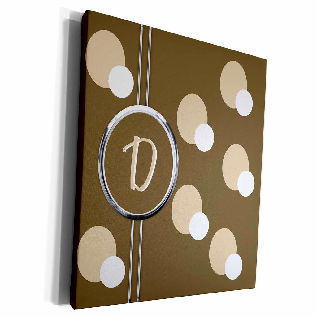 3dRose Elegant Geometric Earth Tone Circles Pattern Monogram... - Museum Grade Canvas Wrap (cw_215325)