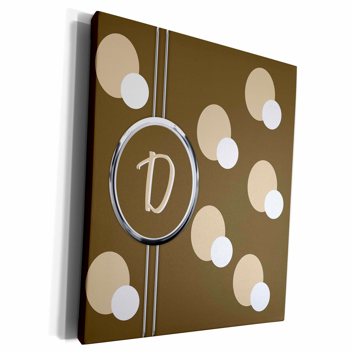 3dRose Elegant Geometric Earth Tone Circles Pattern Monogram... - Museum Grade Canvas Wrap (cw_215325)