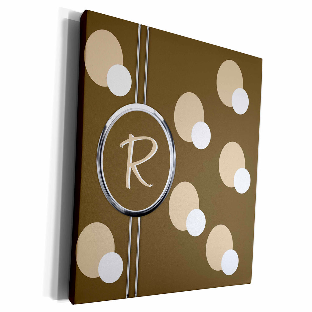 3dRose Elegant Geometric Earth Tone Circles Pattern Monogram... - Museum Grade Canvas Wrap (cw_215339)