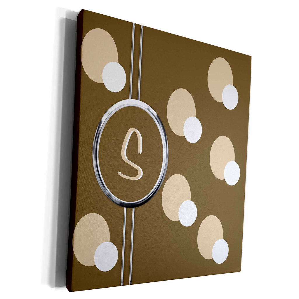 3dRose Elegant Geometric Earth Tone Circles Pattern Monogram... - Museum Grade Canvas Wrap (cw_215340)