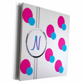 3dRose Fun Colorful Pink and Blue Circles Pattern Monogram... - Museum Grade Canvas Wrap (cw_215413)