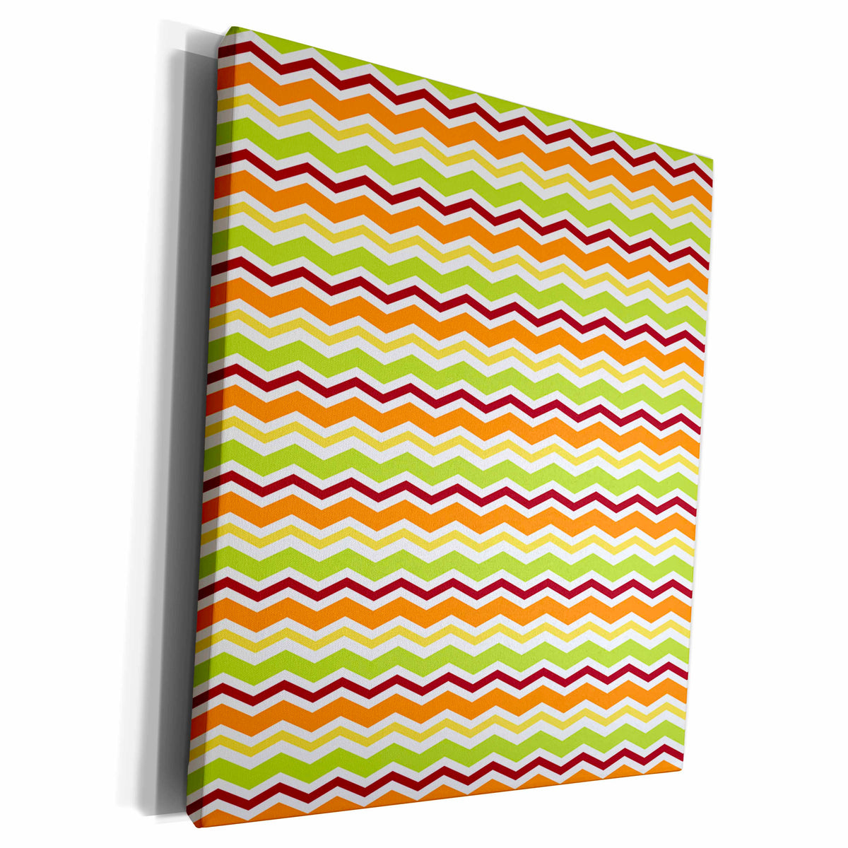 3dRose Green, Rust, Orange, Yellow Small Chevron Stripes - Museum Grade Canvas Wrap (cw_215464)