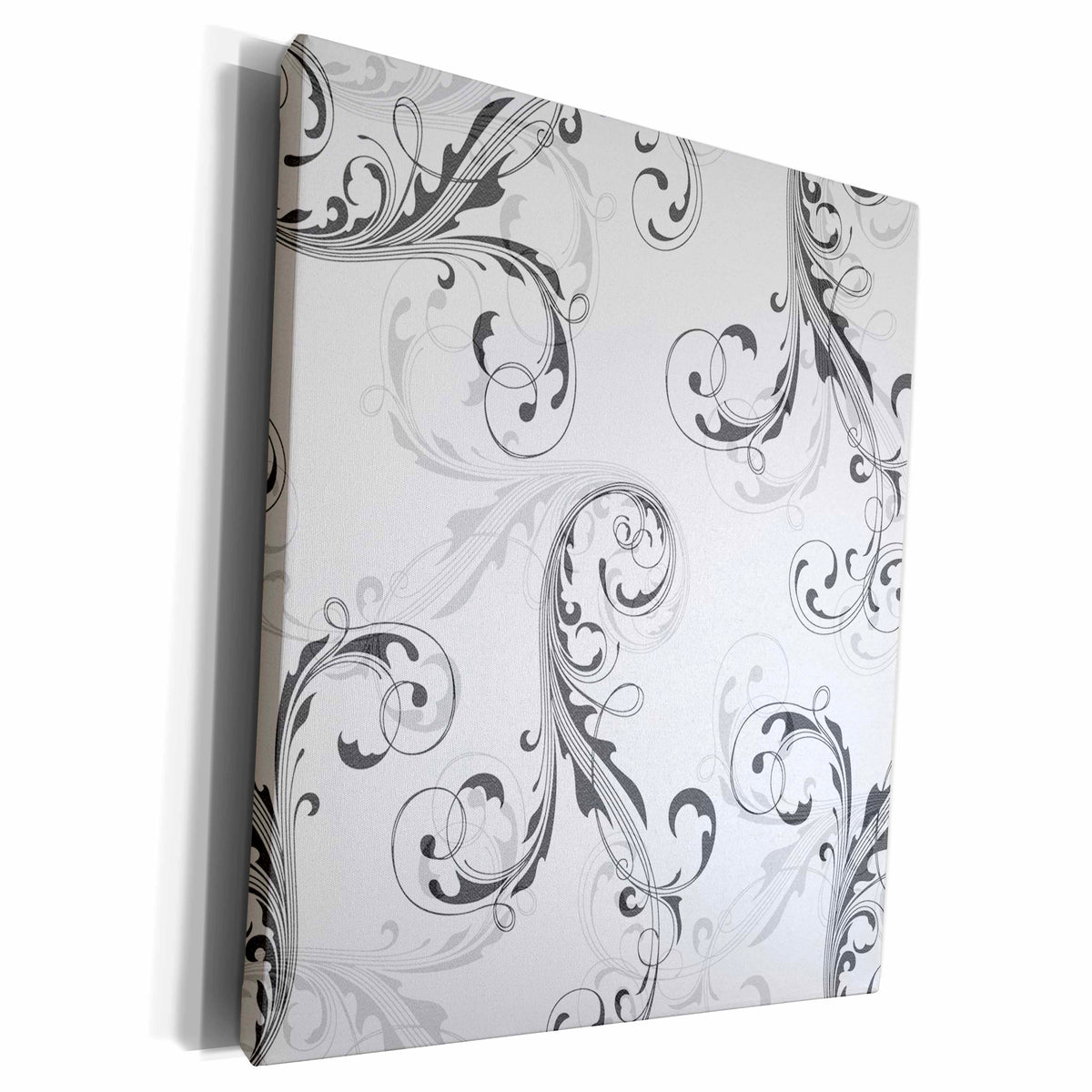3dRose Elegant Gray Flourish Pattern - Museum Grade Canvas Wrap (cw_215481)