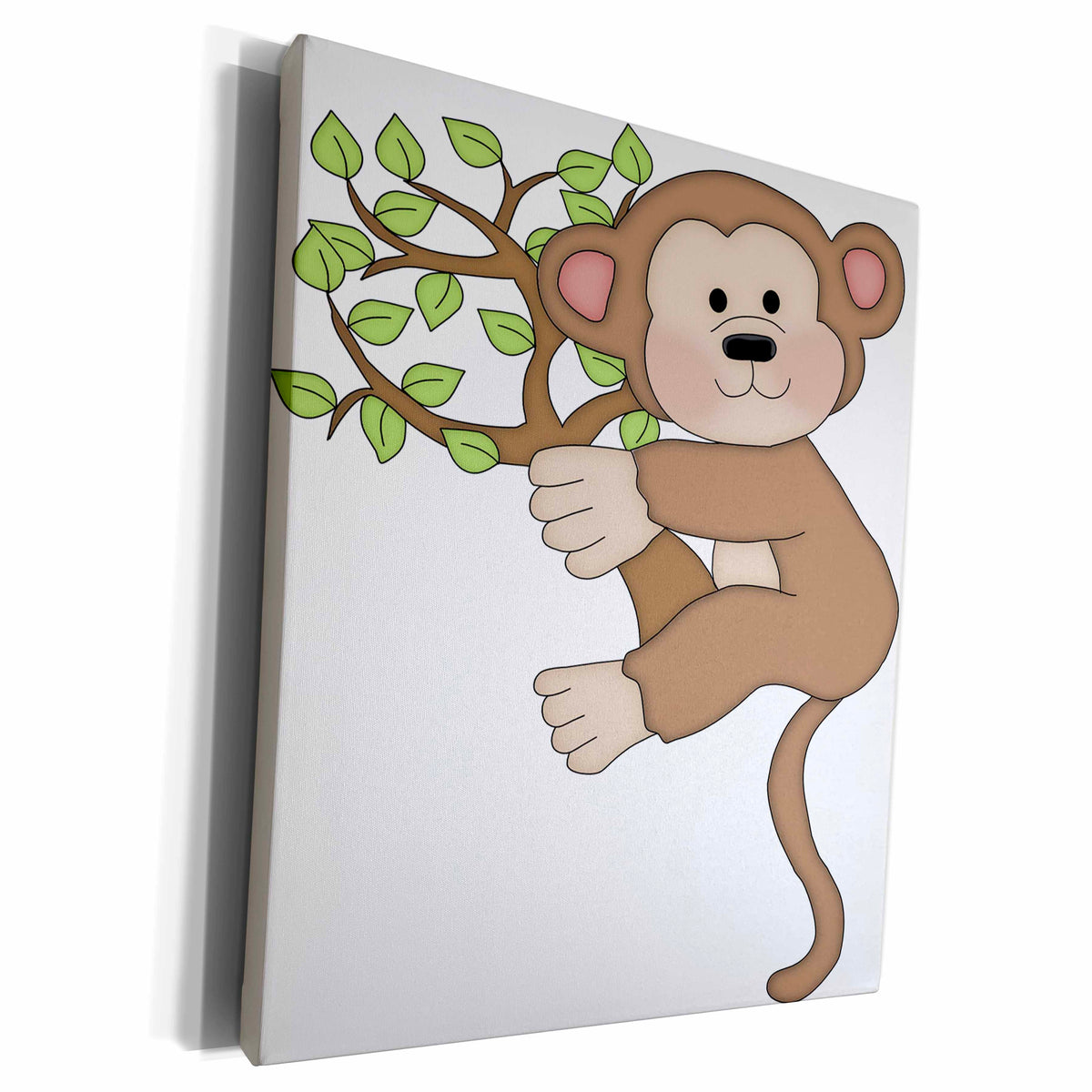3dRose Cute Monkey Climbing A Tree Illustration - Museum Grade Canvas Wrap (cw_215542)