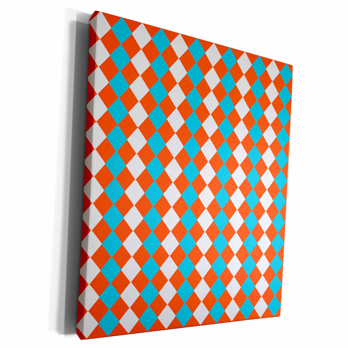 3dRose Orange, White, And Aqua Diamond Shapes Pattern - Museum Grade Canvas Wrap (cw_215688)