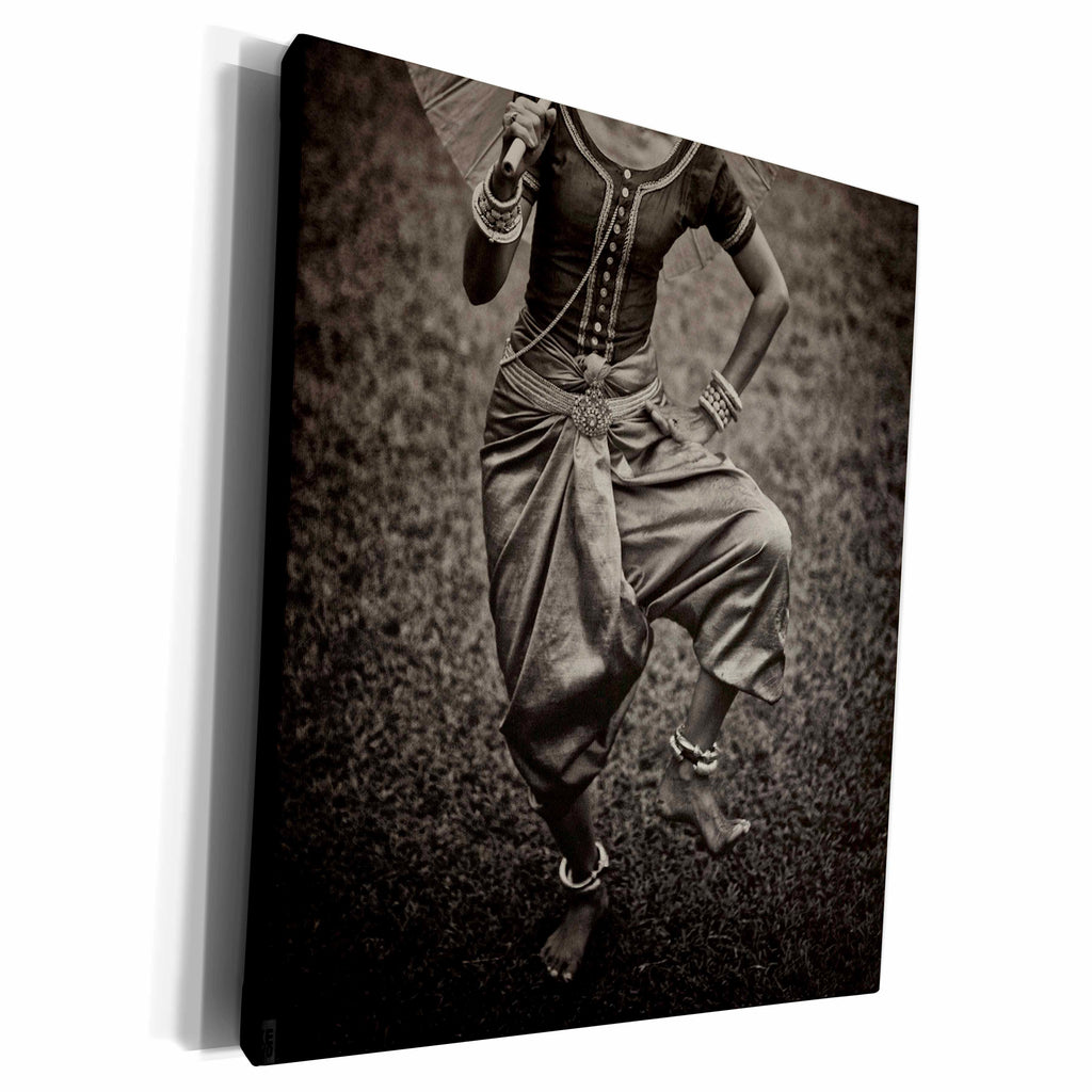 3dRose KIKE CALVO Cambodia Collection - Sepia Apsara Dancer - Museum Grade Canvas Wrap (cw_216171)