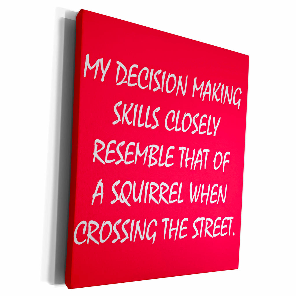 3dRose My decision making skills resemble a squirrel... - Museum Grade Canvas Wrap (cw_216416)