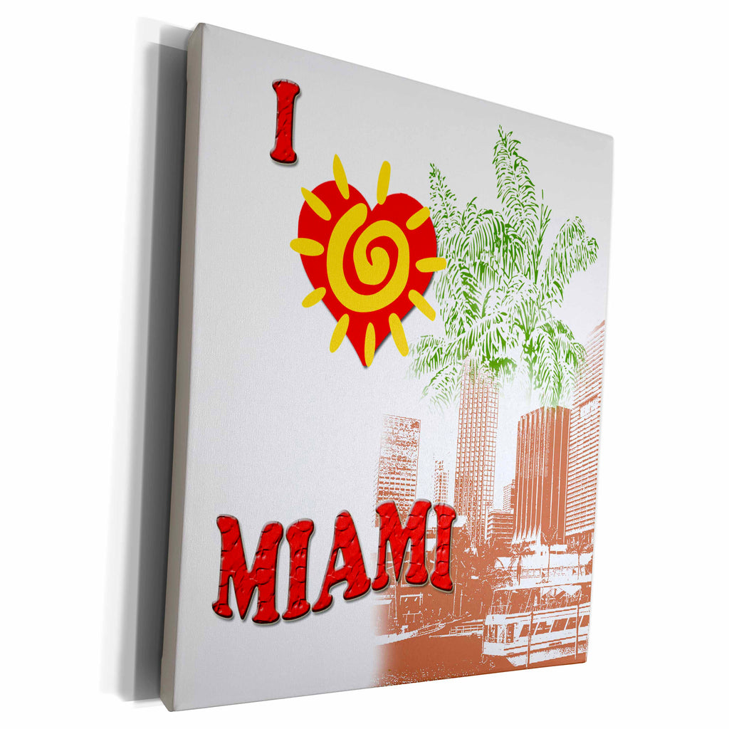 3dRose I love Miami. Florida. Popular saying. - Museum Grade Canvas Wrap (cw_216453)