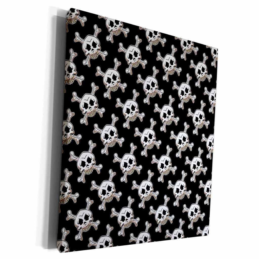 3dRose Skull and Crossbones Pattern in black and grey - Museum Grade Canvas Wrap (cw_216477)