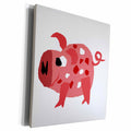 3dRose Funny Spotted Pink Pig Primitive Art - Museum Grade Canvas Wrap (cw_216494)