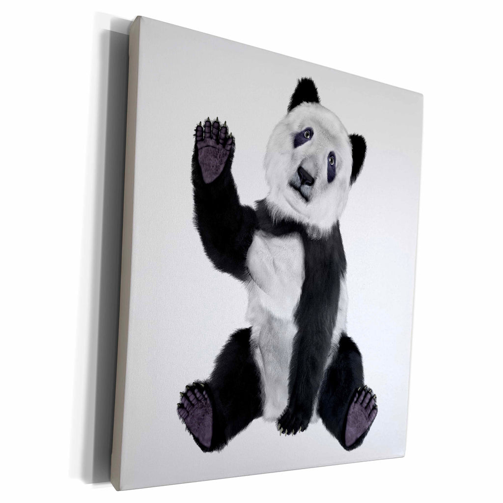 3dRose Boehm Graphics Animal - Baby Panda Waving - Museum Grade Canvas Wrap (cw_216516)