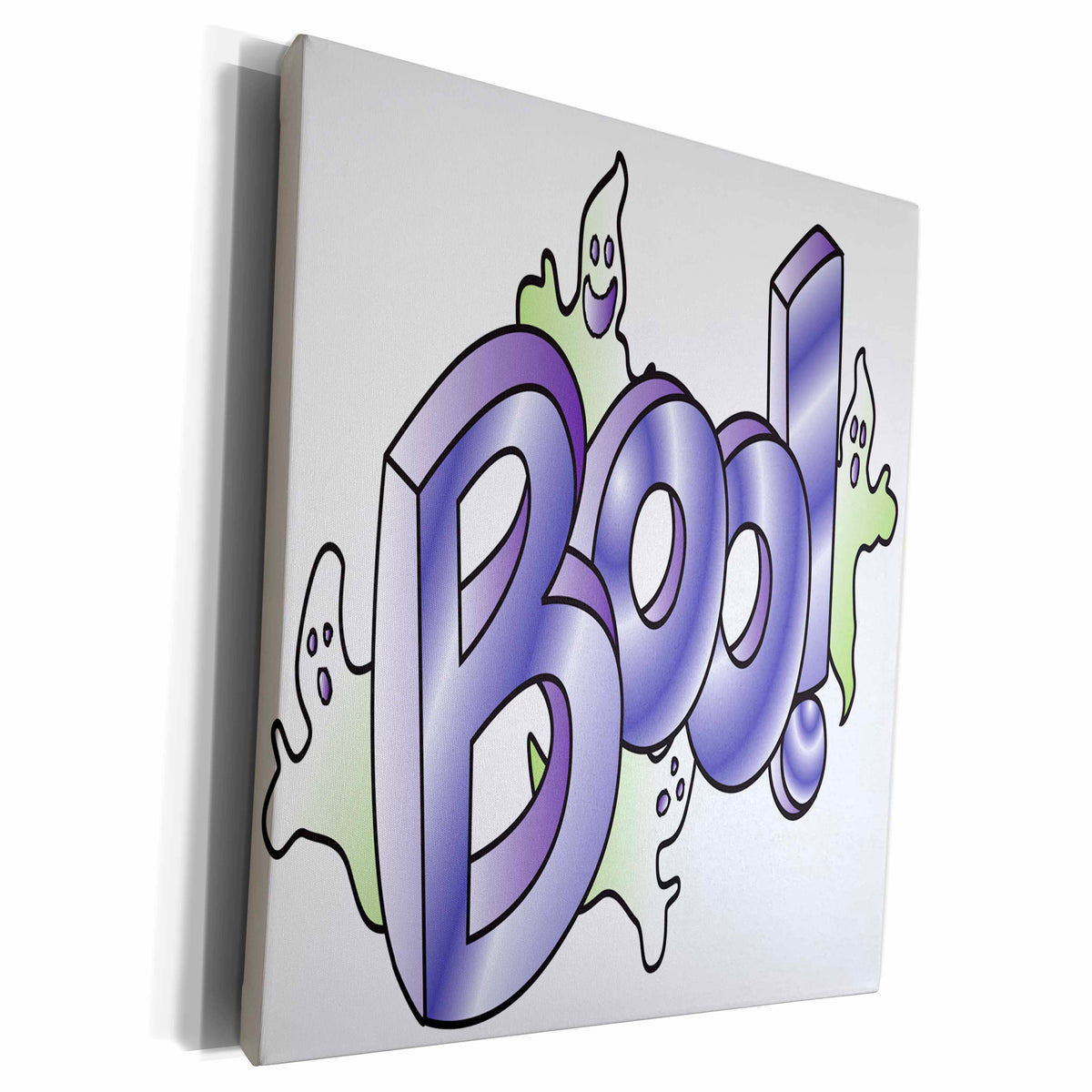 3dRose Cute Halloween Ghosts Say Boo - Museum Grade Canvas Wrap (cw_216799)