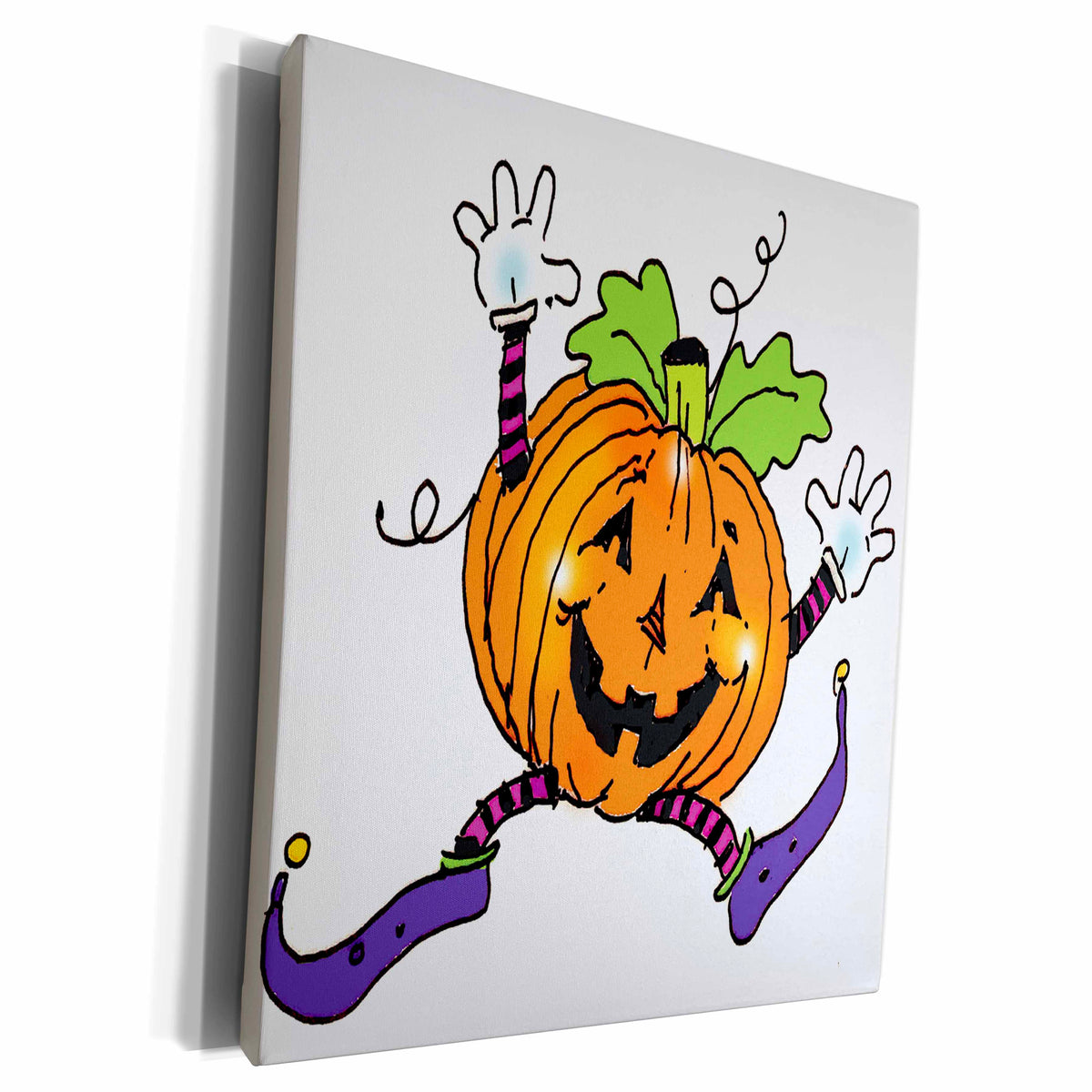 3dRose Cute Dancing Halloween Pumpkin Illustration - Museum Grade Canvas Wrap (cw_216804)