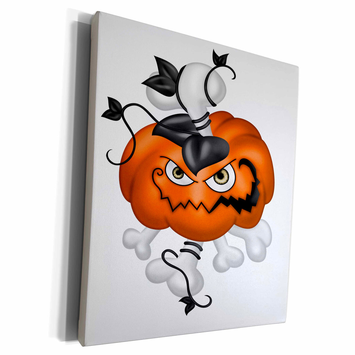 3dRose Cranky Halloween Pumpkin With Bones - Museum Grade Canvas Wrap (cw_216944)
