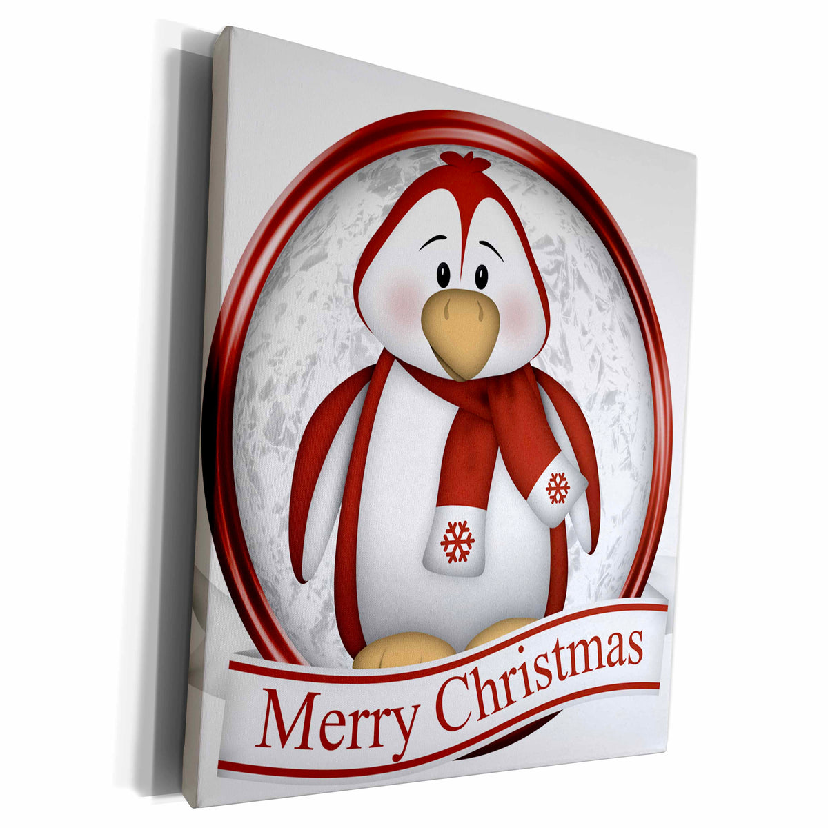 3dRose Cute Red and White Penguin With Merry Christmas - Museum Grade Canvas Wrap (cw_217074)