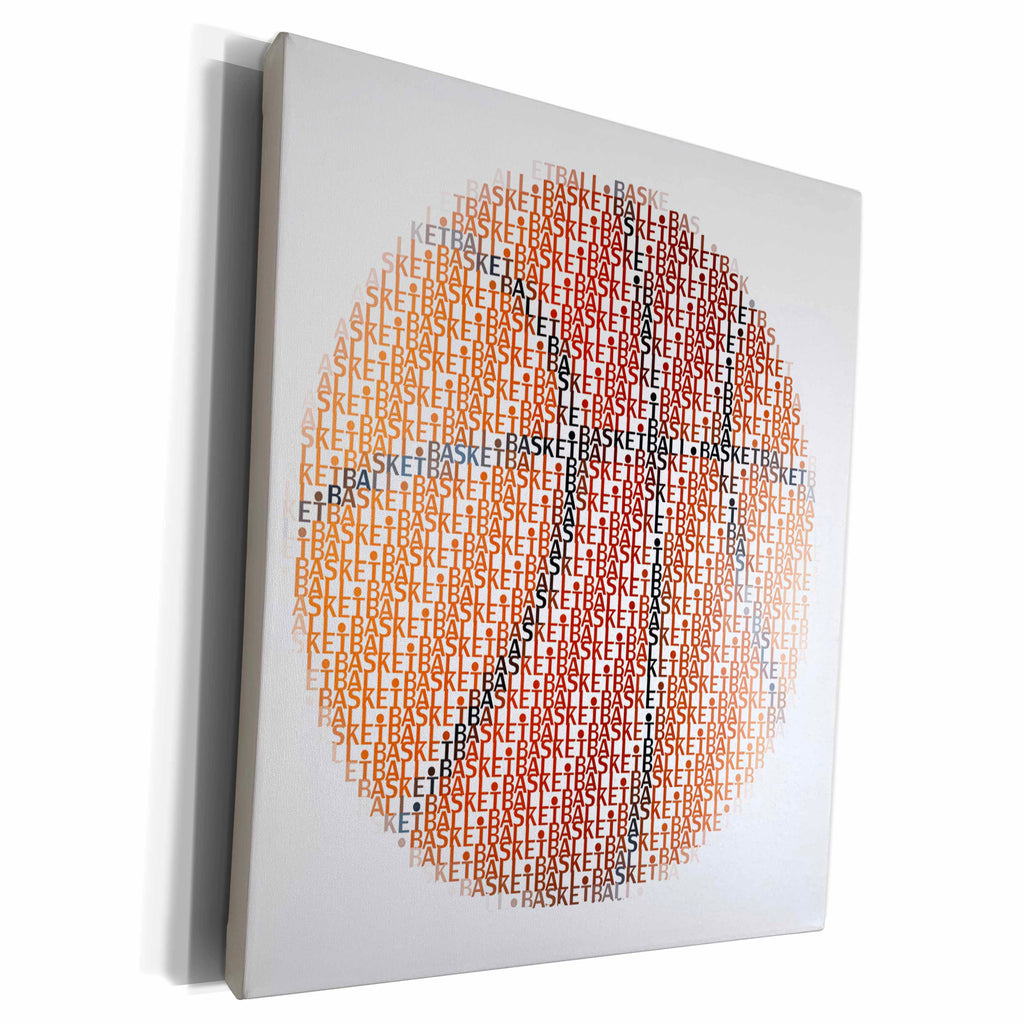 3dRose Basketball Typed Text Background - Museum Grade Canvas Wrap (cw_217231)