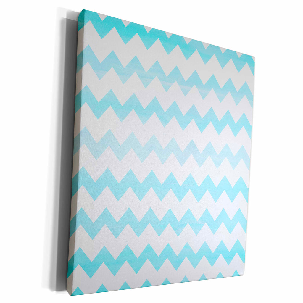 3dRose Blue Watercolor Chevron Zigzag Pattern - Museum Grade Canvas Wrap (cw_217275)