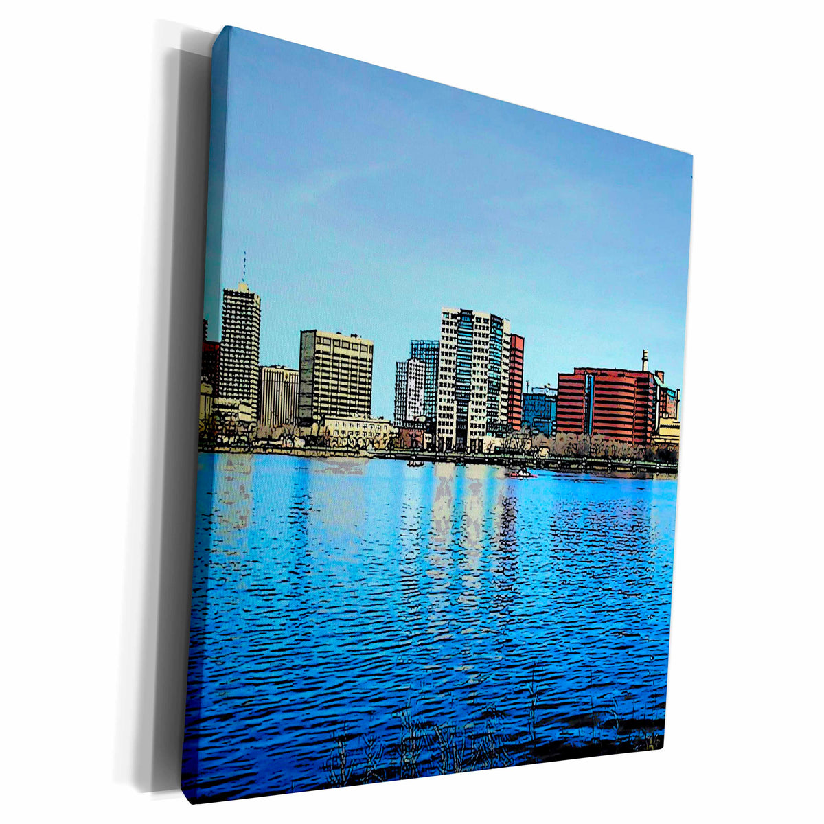 3dRose Sandy Mertens Massachusetts - Cambridge Skyline Cartoon - Museum Grade Canvas Wrap (cw_21732)