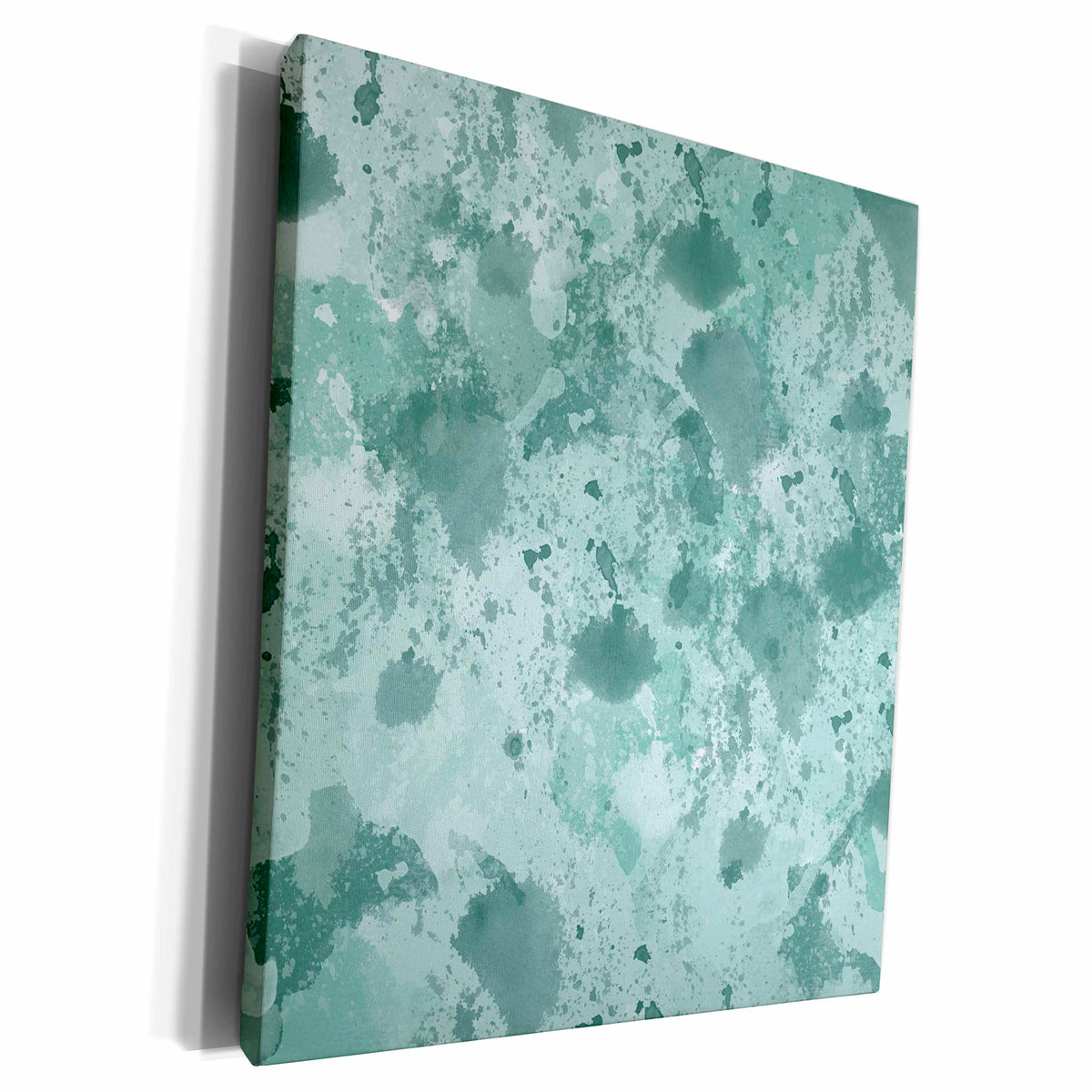 3dRose PS Chic - Mint Green Chic Watercolor Splatter - Museum Grade Canvas Wrap (cw_217574)
