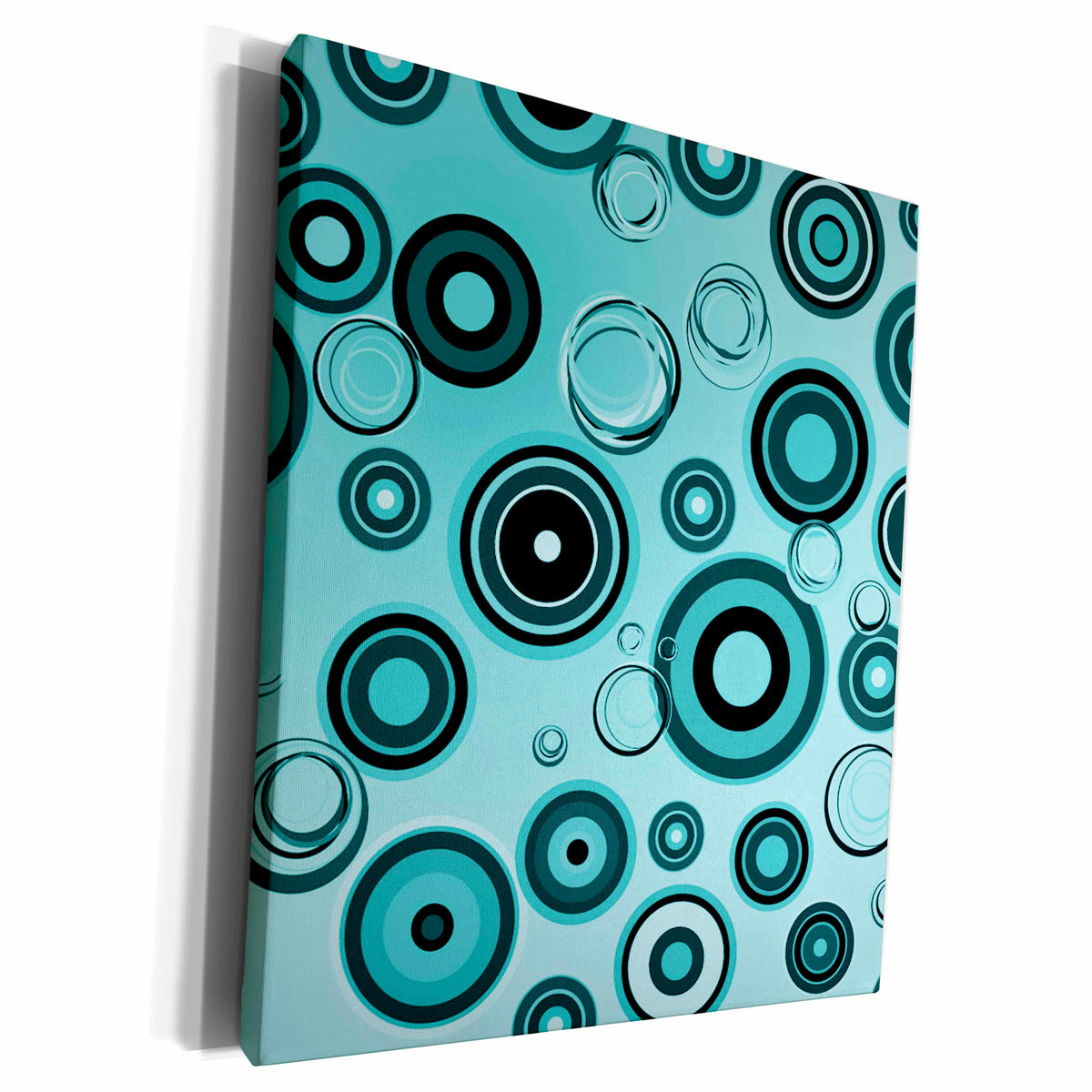 3dRose Retro Turquoise Circles Pattern - Museum Grade Canvas Wrap (cw_217691)