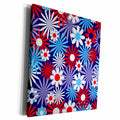 3dRose Light Blue, White, and Red Overlapping Flowers Pattern - Museum Grade Canvas Wrap (cw_217710)