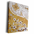 3dRose Brown and White Flowers On A Grunge Background Pattern - Museum Grade Canvas Wrap (cw_217732)