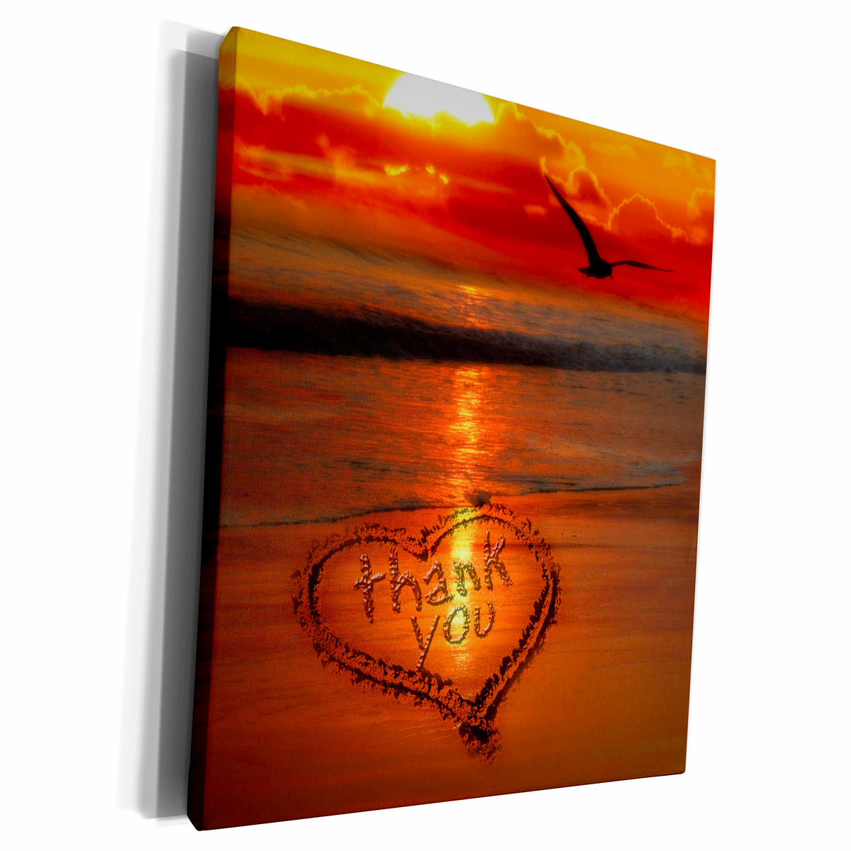 3dRose Thank You Heart in the Sand - Museum Grade Canvas Wrap (cw_21794)