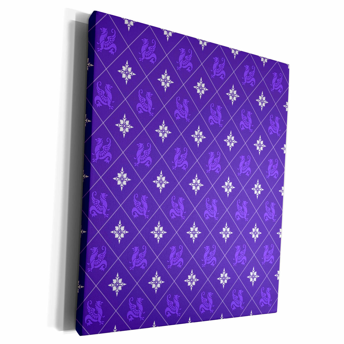 3dRose Smart Purple Gryphons and White Compass Points Pattern - Museum Grade Canvas Wrap (cw_219220)