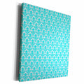 3dRose Turquoise Mini-Damask Pattern over White Background - Museum Grade Canvas Wrap (cw_219272)