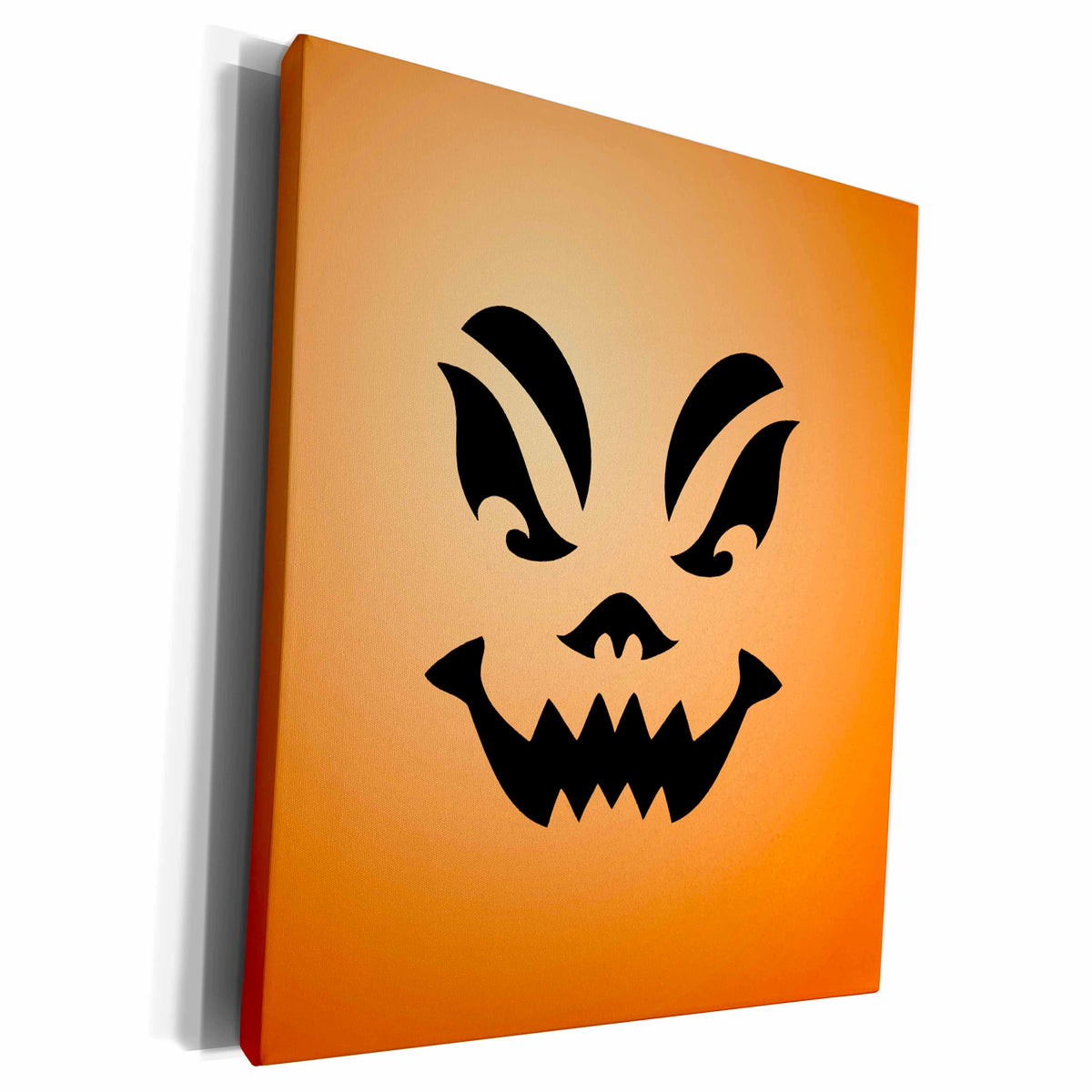 3dRose Bright Orange and Black Scary Halloween Jack O... - Museum Grade Canvas Wrap (cw_219361)
