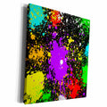 3dRose Multicolor Splatters, Drips and Splashes on Black - Museum Grade Canvas Wrap (cw_219466)