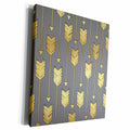 3dRose Grey and Gold Arrows Pattern - Museum Grade Canvas Wrap (cw_219529)