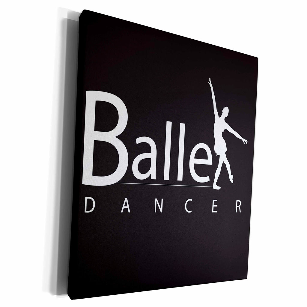 3dRose Ballet Dancer in white on black background - Museum Grade Canvas Wrap (cw_219655)