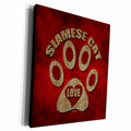 3dRose Siamese Cat Love Cat Breed in Cheetah Print and Red - Museum Grade Canvas Wrap (cw_22014)