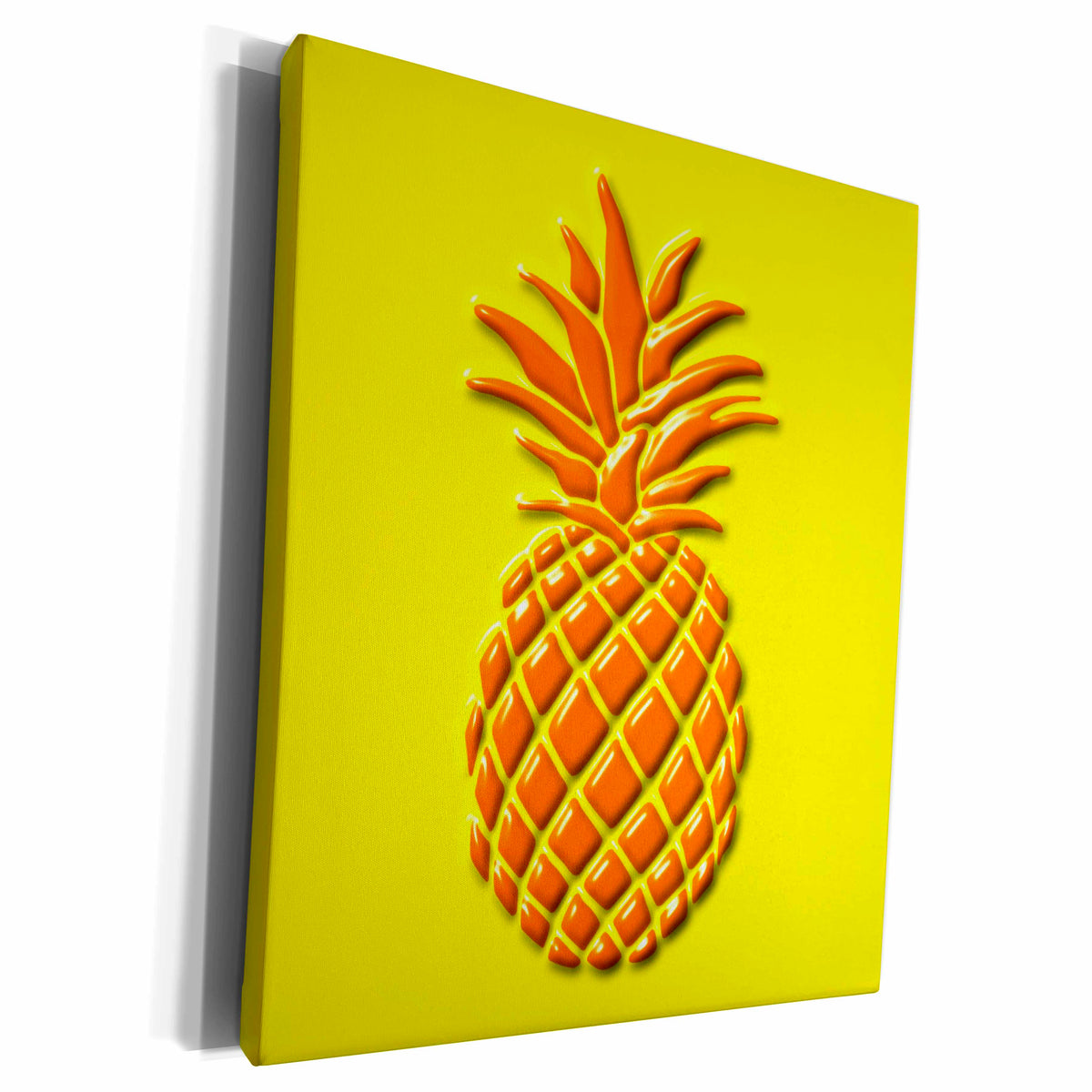 3dRose Orange Pineapple on Lemon Yellow Background- not... - Museum Grade Canvas Wrap (cw_220171)