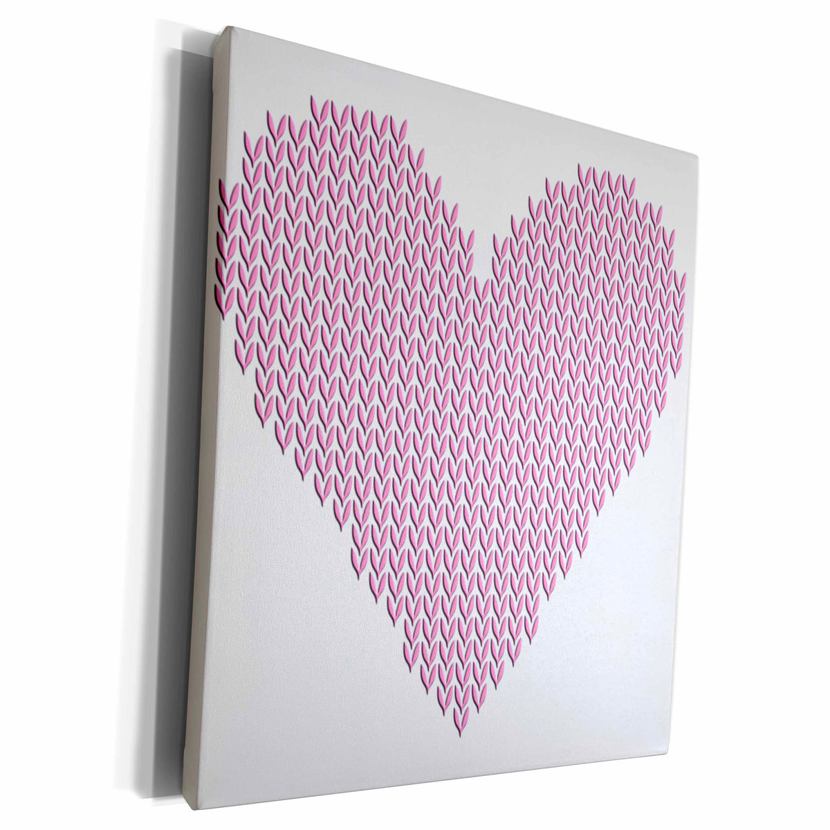 3dRose Pink Knitted Effect Heart- not embossed - Museum Grade Canvas Wrap (cw_220344)