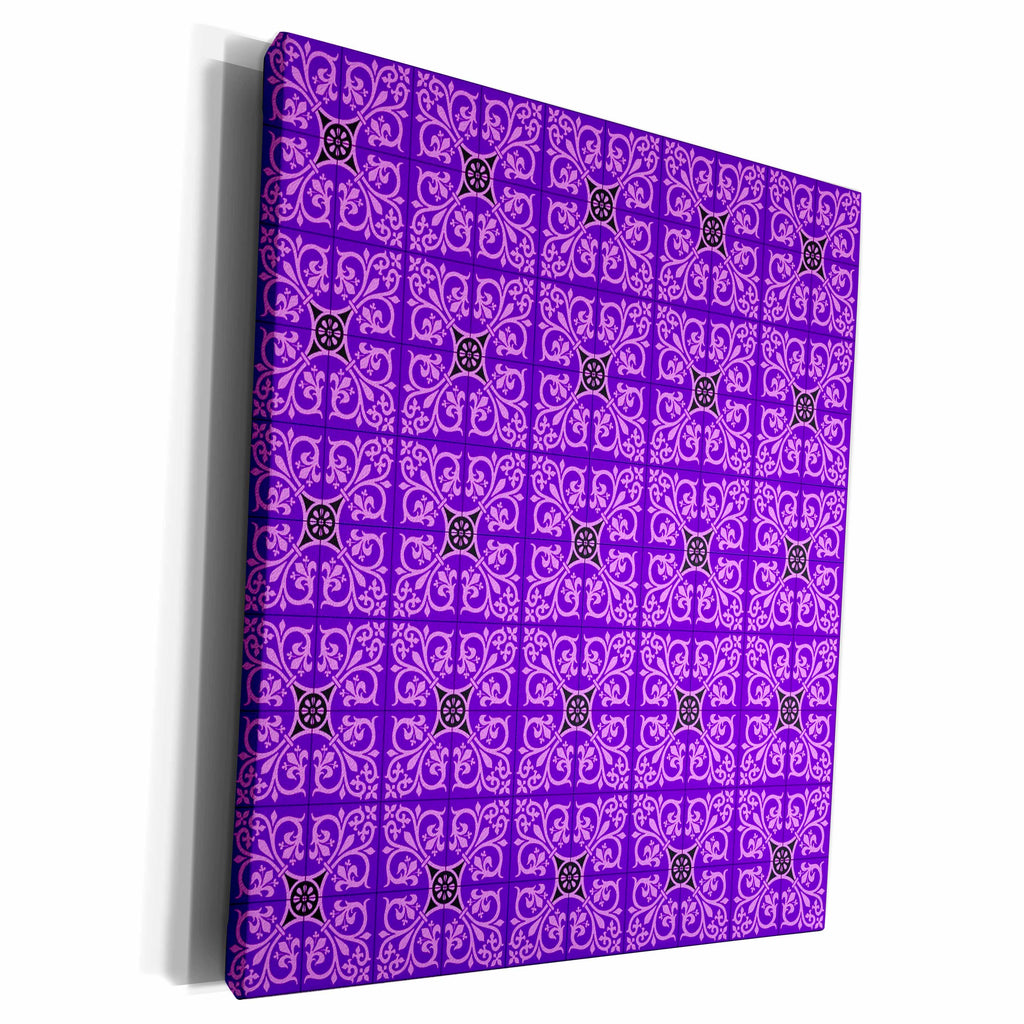 3dRose Funky Purple Geometric Square Tile Pattern - Museum Grade Canvas Wrap (cw_220403)